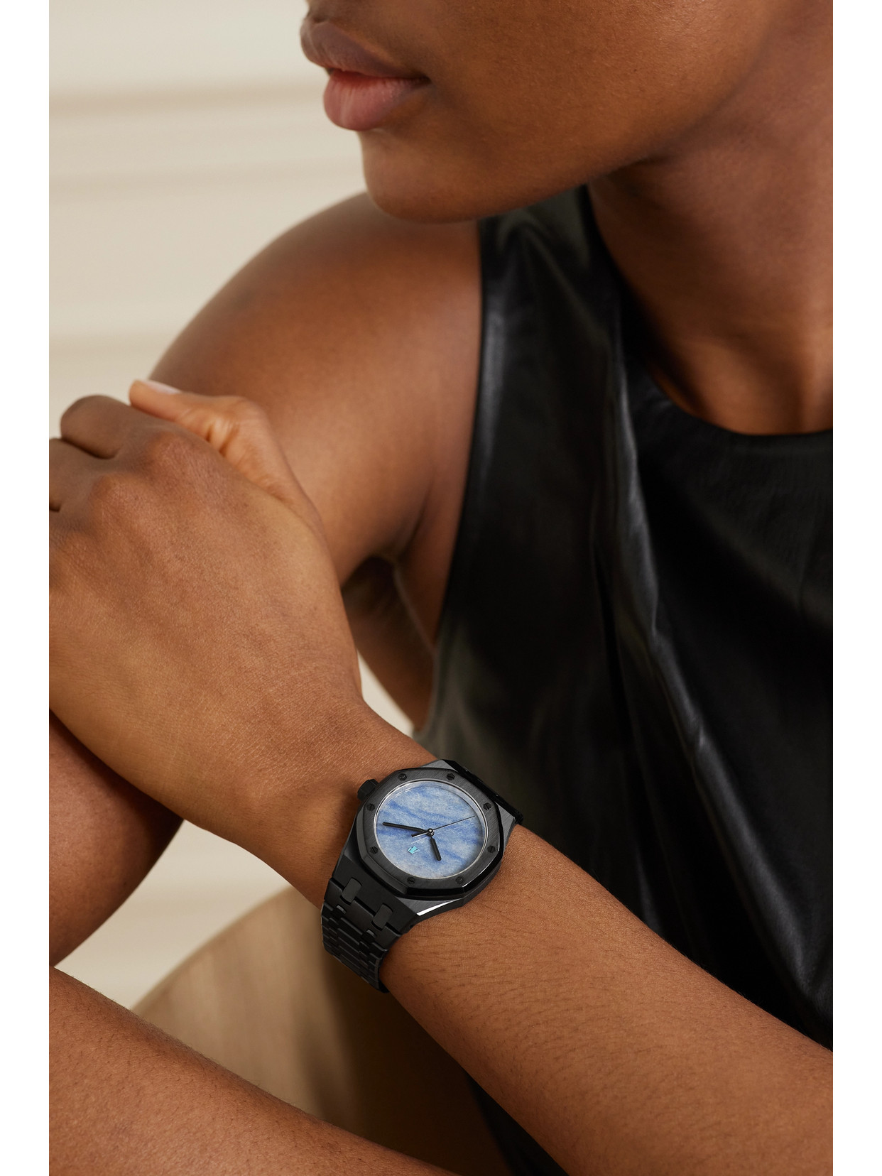 Mad Audemars Piguet Royal Oak Limited Edition Automatic 37mm Dlc-coated Stainless Steel Watch In Blue