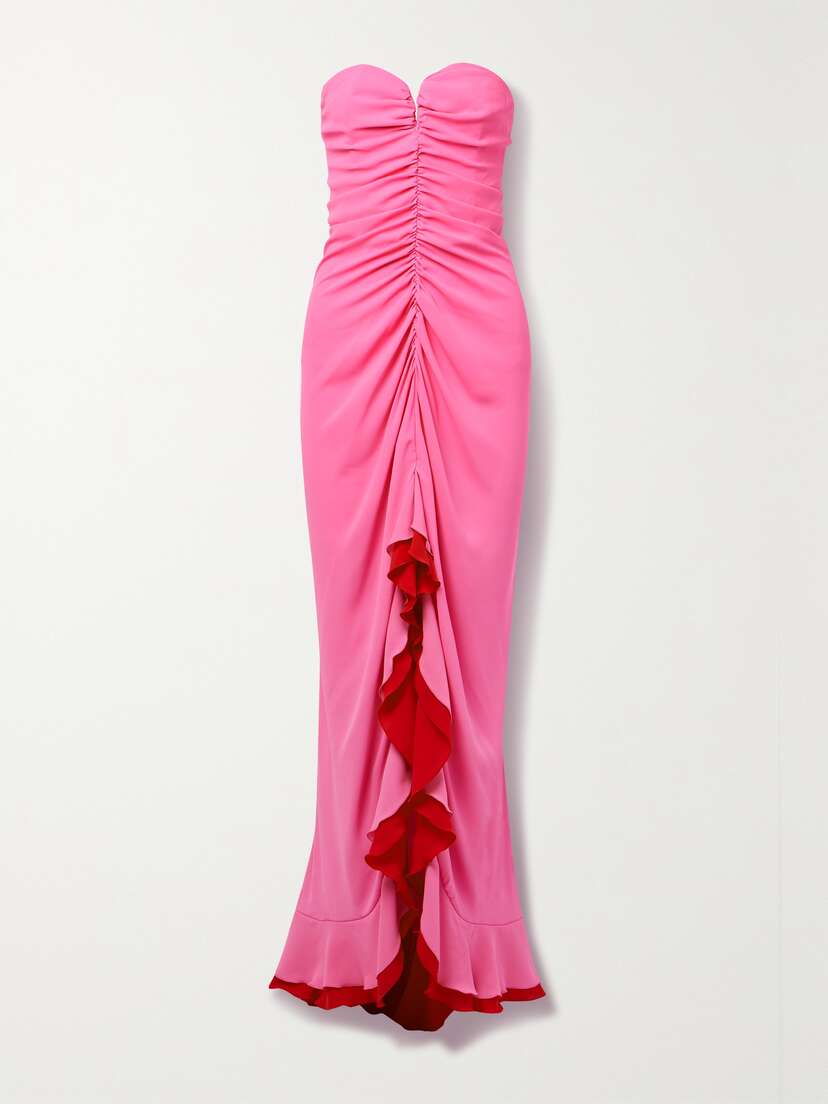 NERVI Neva Strapless Two-tone Ruched Crepe Gown