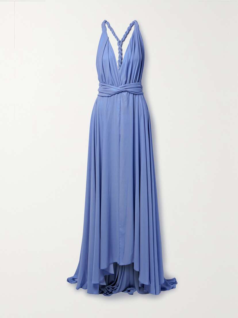 NERVI Wanda Belted Crepe De Chine Gown
