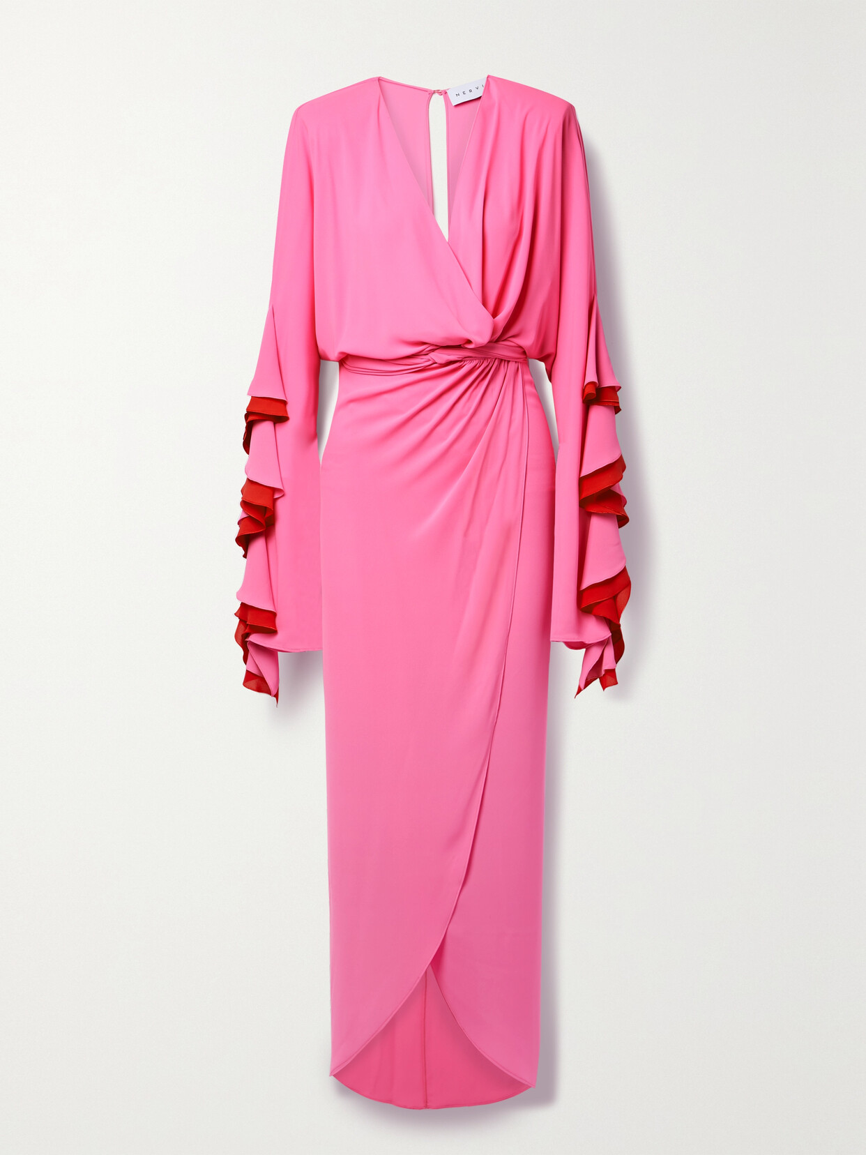 Nervi Naomi Draped Ruffled Cutout Crepe Maxi Dress In Pink