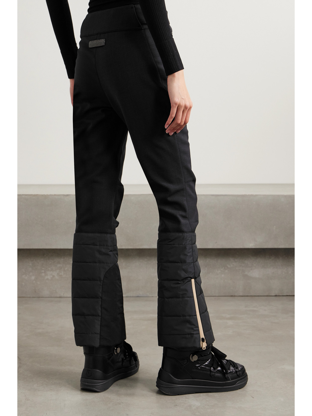 Shop Brunello Cucinelli Bead-embellished Wool-blend Flared Ski Pants In Black