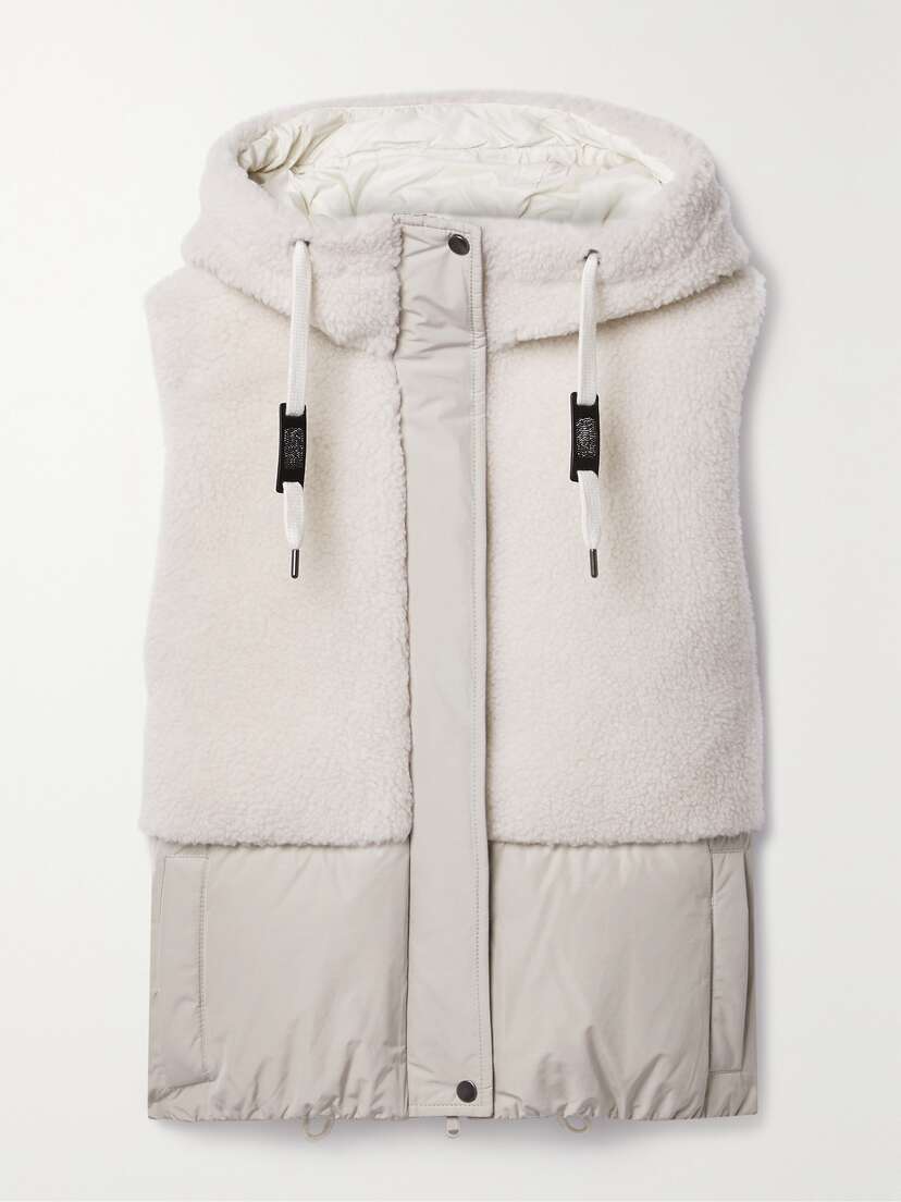 Brunello Cucinelli Hooded Shell-trimmed Wool-blend Fleece Down Ski Vest