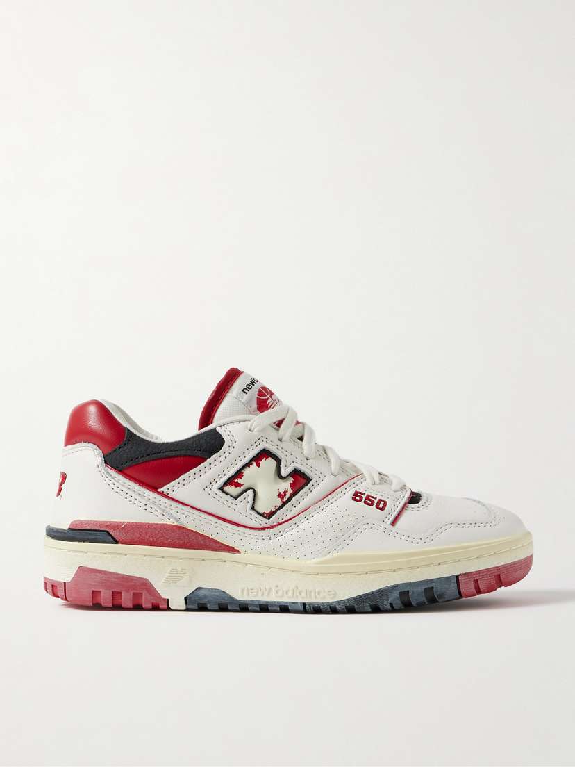 New Balance 550 Perforated Leather, Suede And Mesh Sneakers