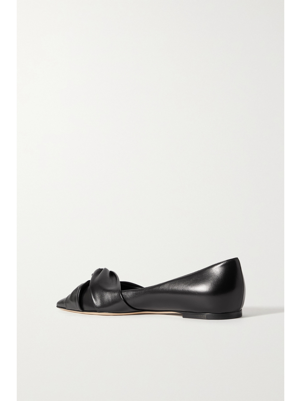 Jimmy Choo Hedera Knotted Leather Point-toe Flats In Black
