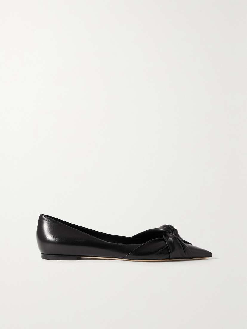 Jimmy Choo Hedera Knotted Leather Point-toe Flats