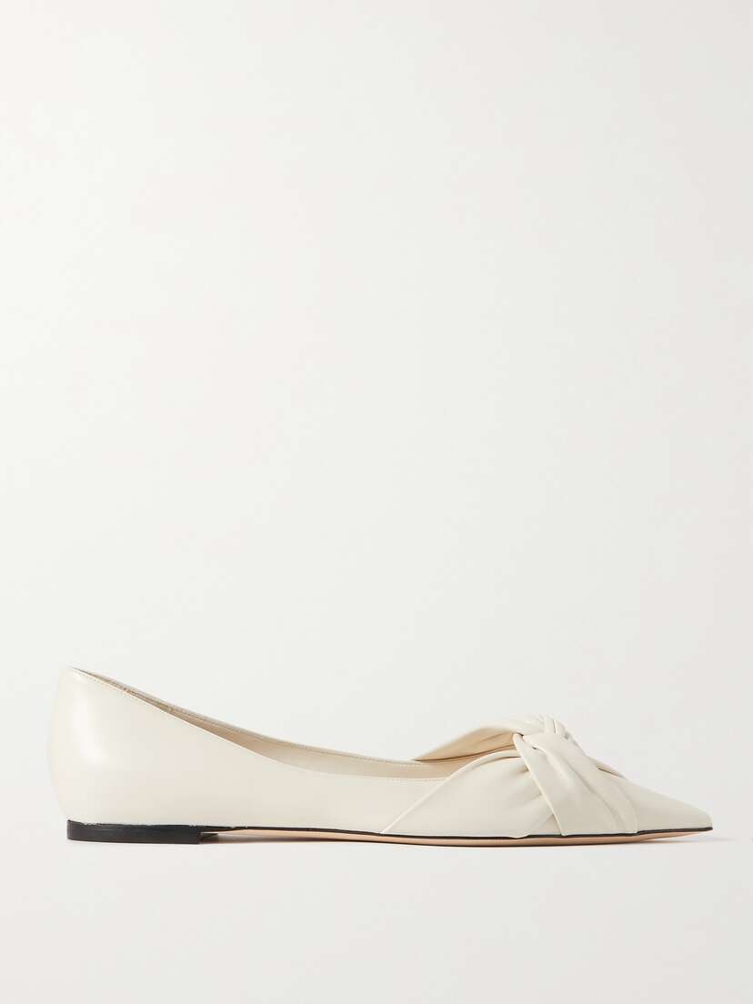 Jimmy Choo Hedera Knotted Leather Point-toe Flats