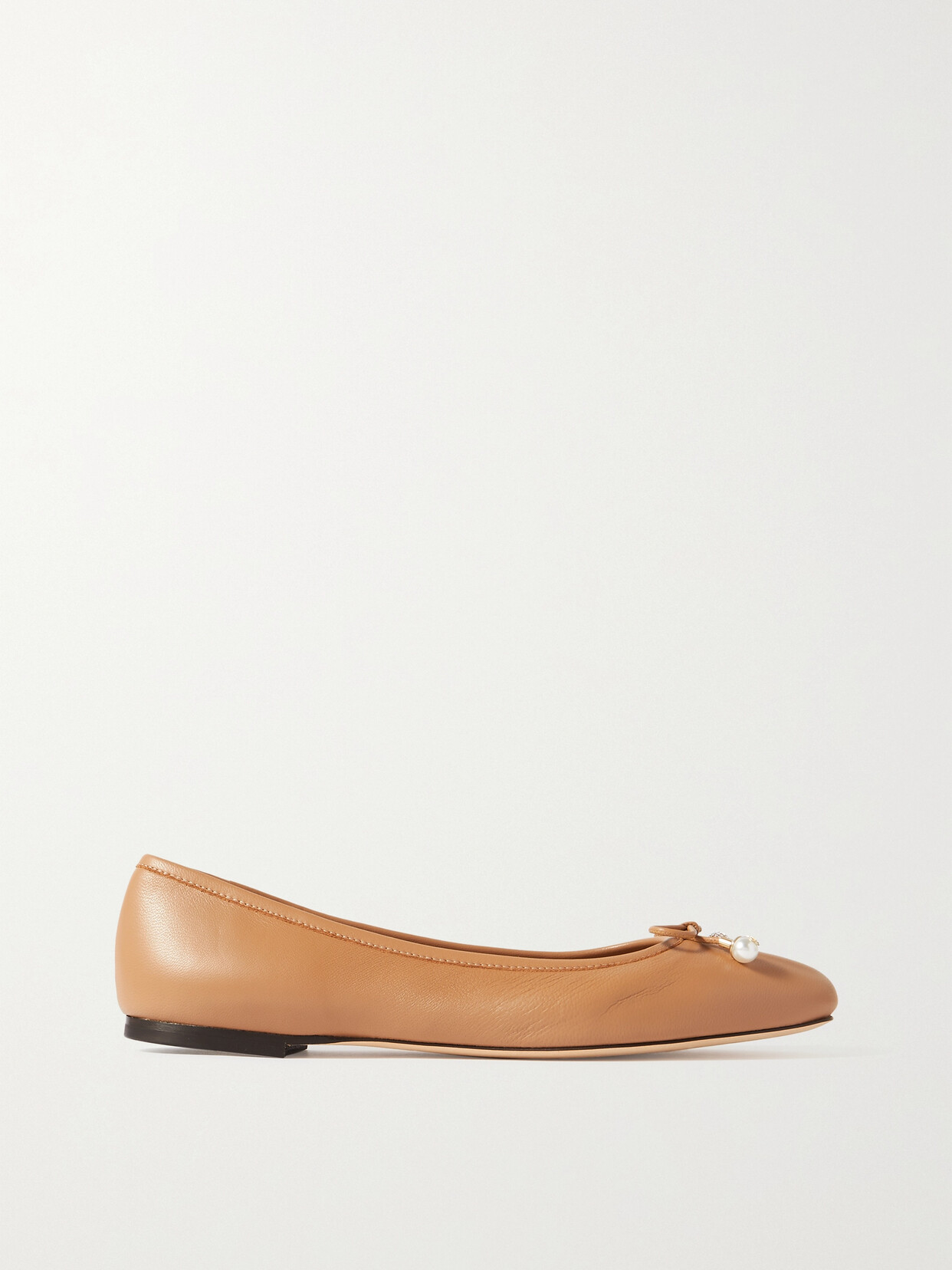 Jimmy Choo Elme Embellished Leather Ballet Flats In Neutrals