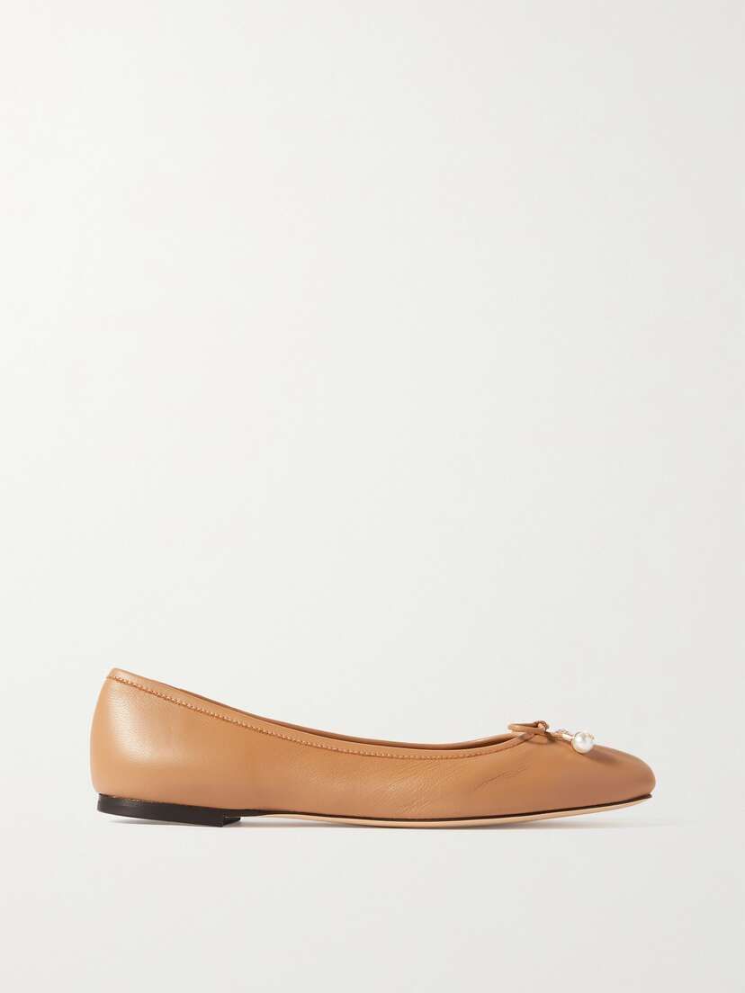 Jimmy Choo Elme Embellished Leather Ballet Flats