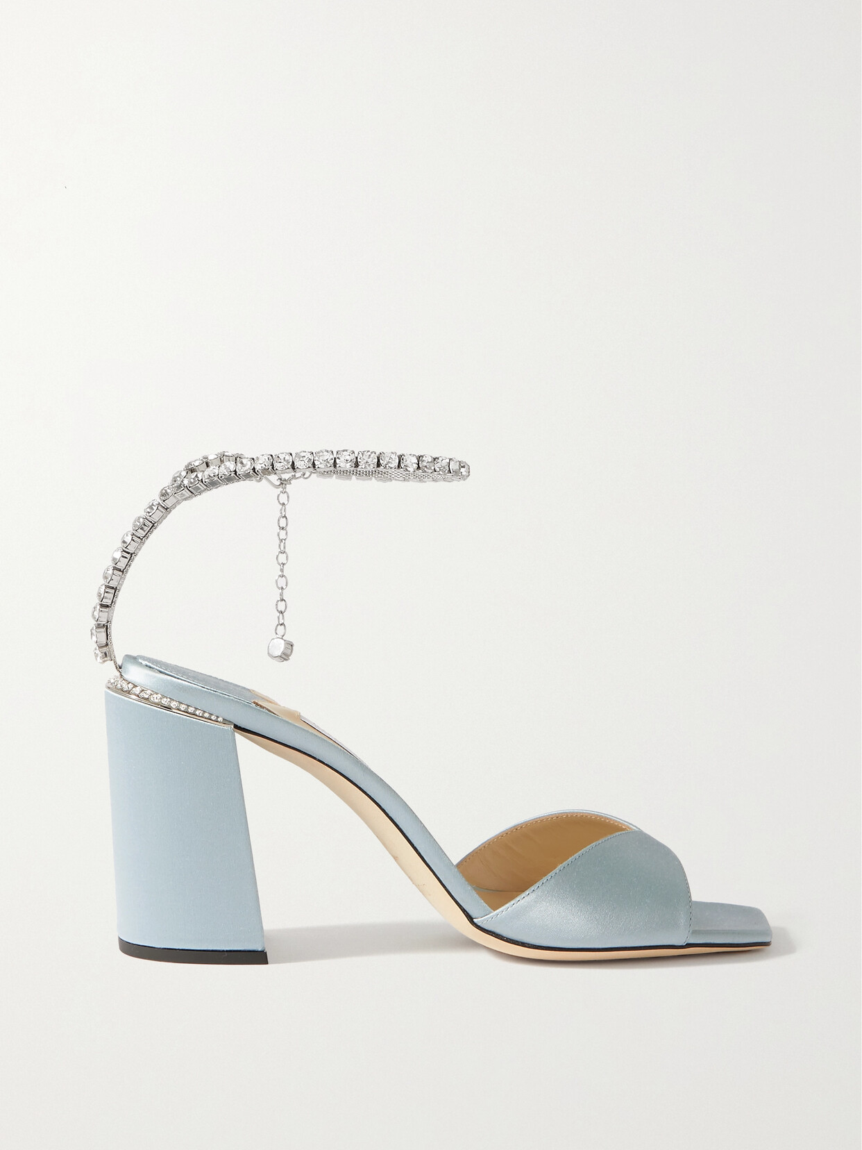 Jimmy Choo - Saeda 85 Crystal-embellished Satin Sandals - Blue