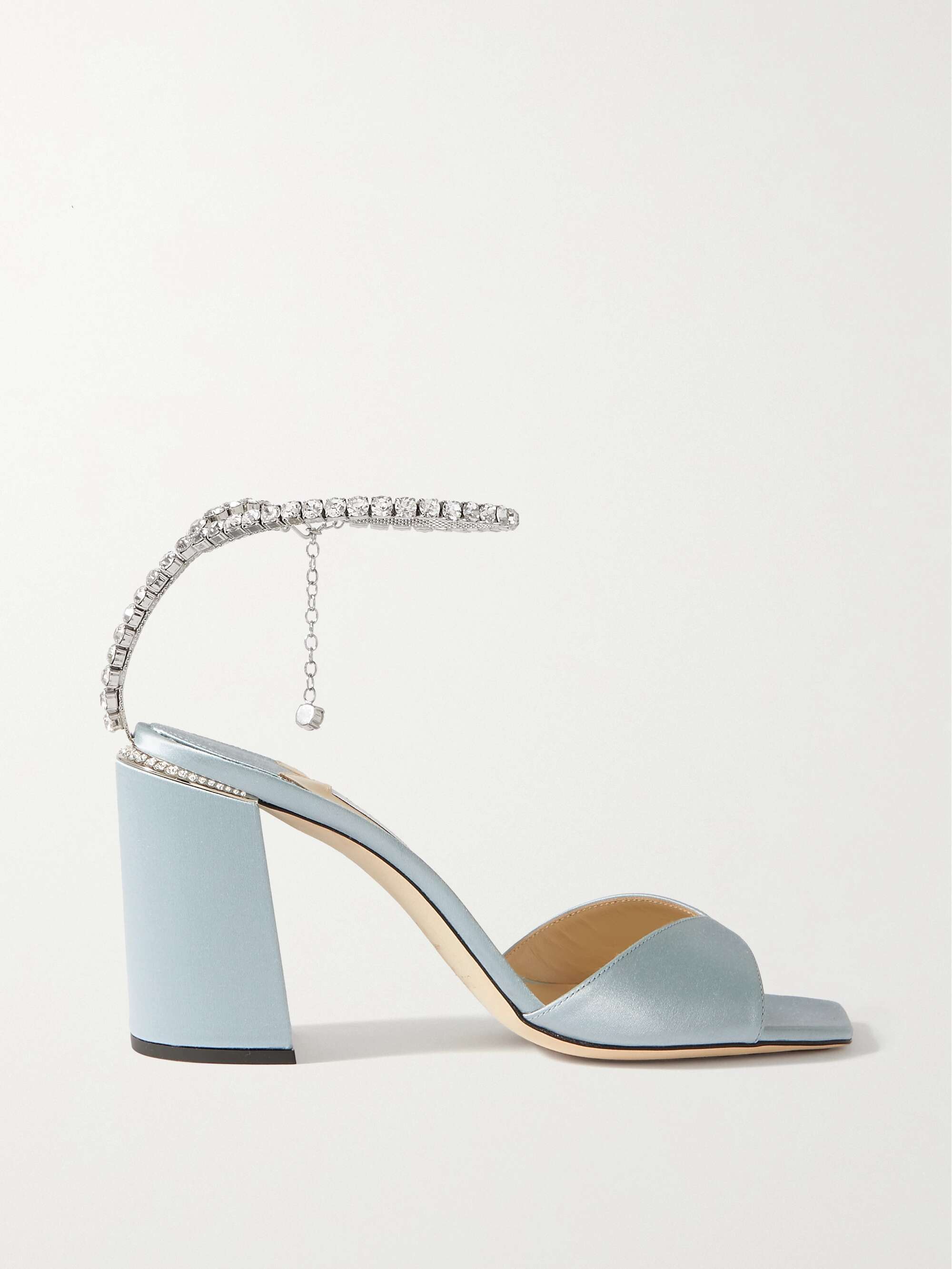 JIMMY CHOO Saeda 85 crystal-embellished satin sandals | NET JIMMY CHOO Saeda 85 crystal-embellished satin sandals | NET