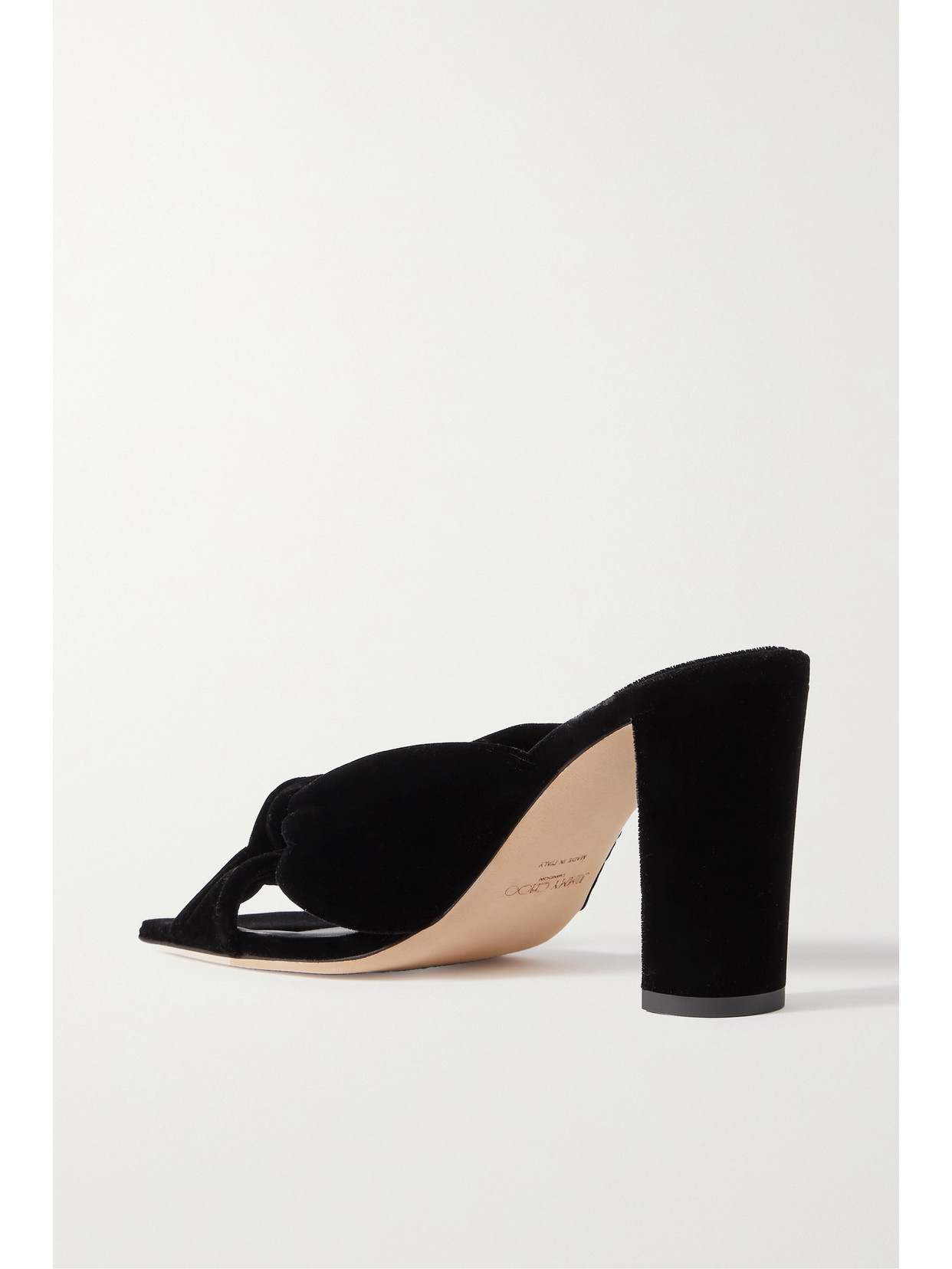 Shop Jimmy Choo Avenue 85 Knotted Velvet Mules In Black