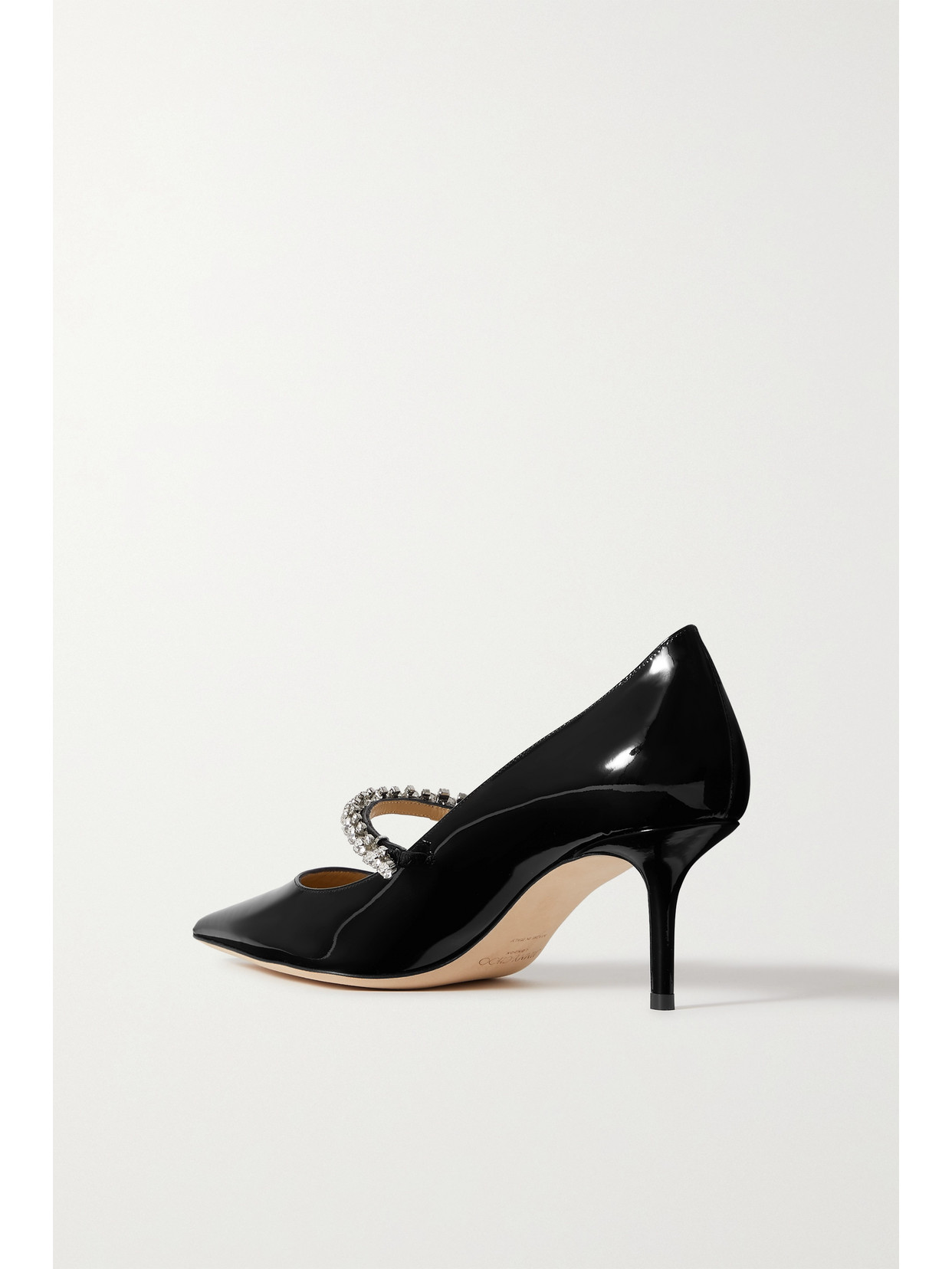 Shop Jimmy Choo Bing 65mm Crystal-embellished Patent-leather Pumps In Black