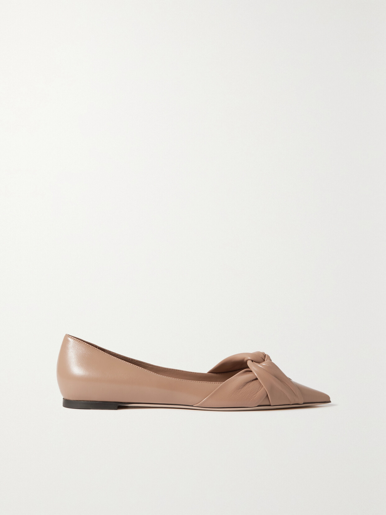 Jimmy Choo - Hedera Knotted Leather Point-toe Flats - Neutrals