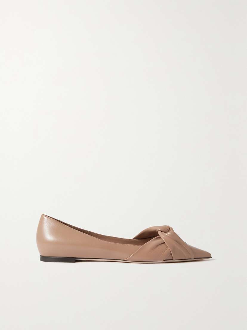 Jimmy Choo Hedera Knotted Leather Point-toe Flats