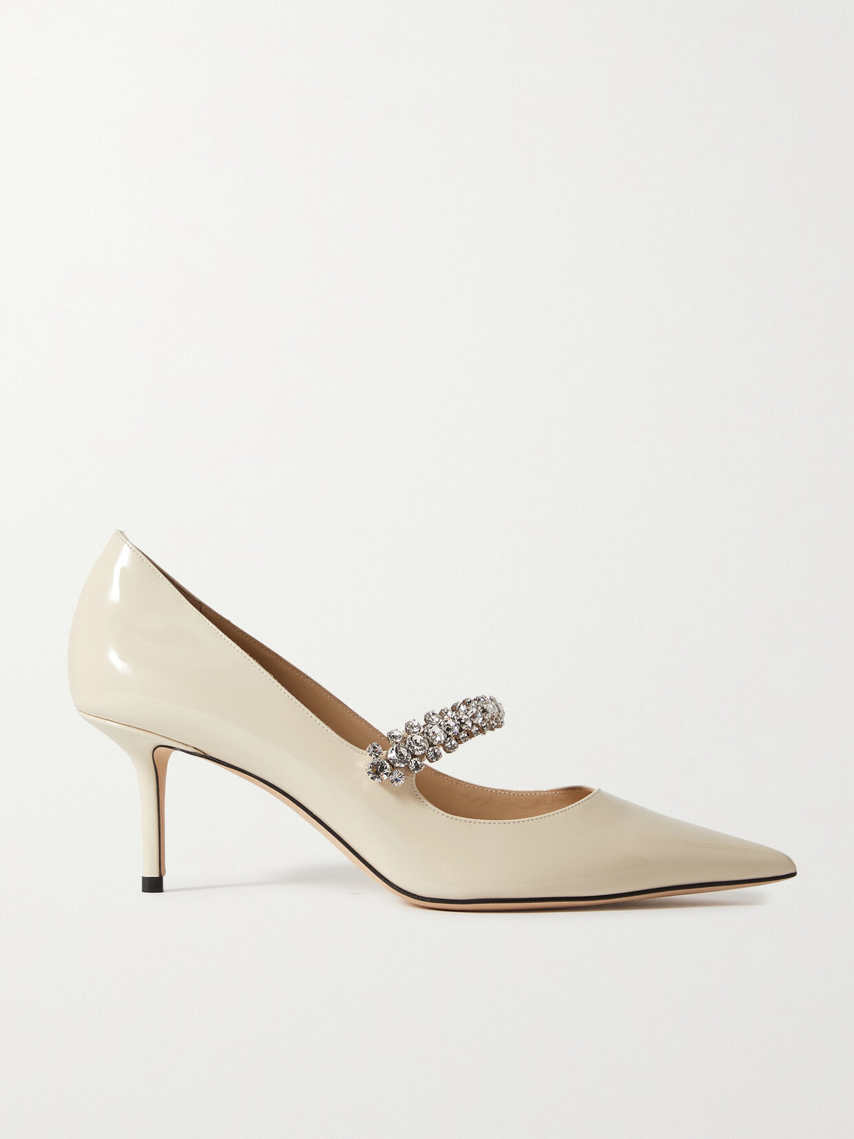 Shop Jimmy Choo Bing 65mm Crystal-embellished Patent-leather Pumps In White