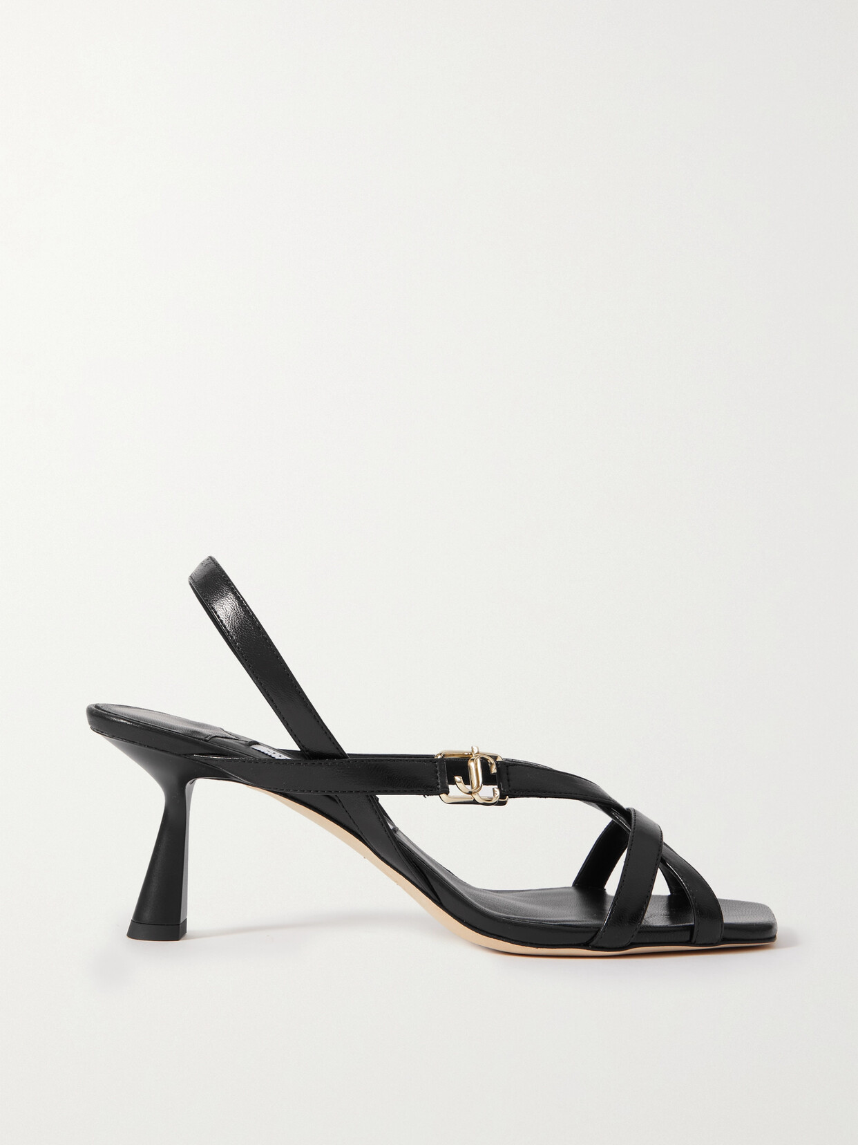 Jimmy Choo Jess 65 Embellished Leather Slingback Sandals In Black