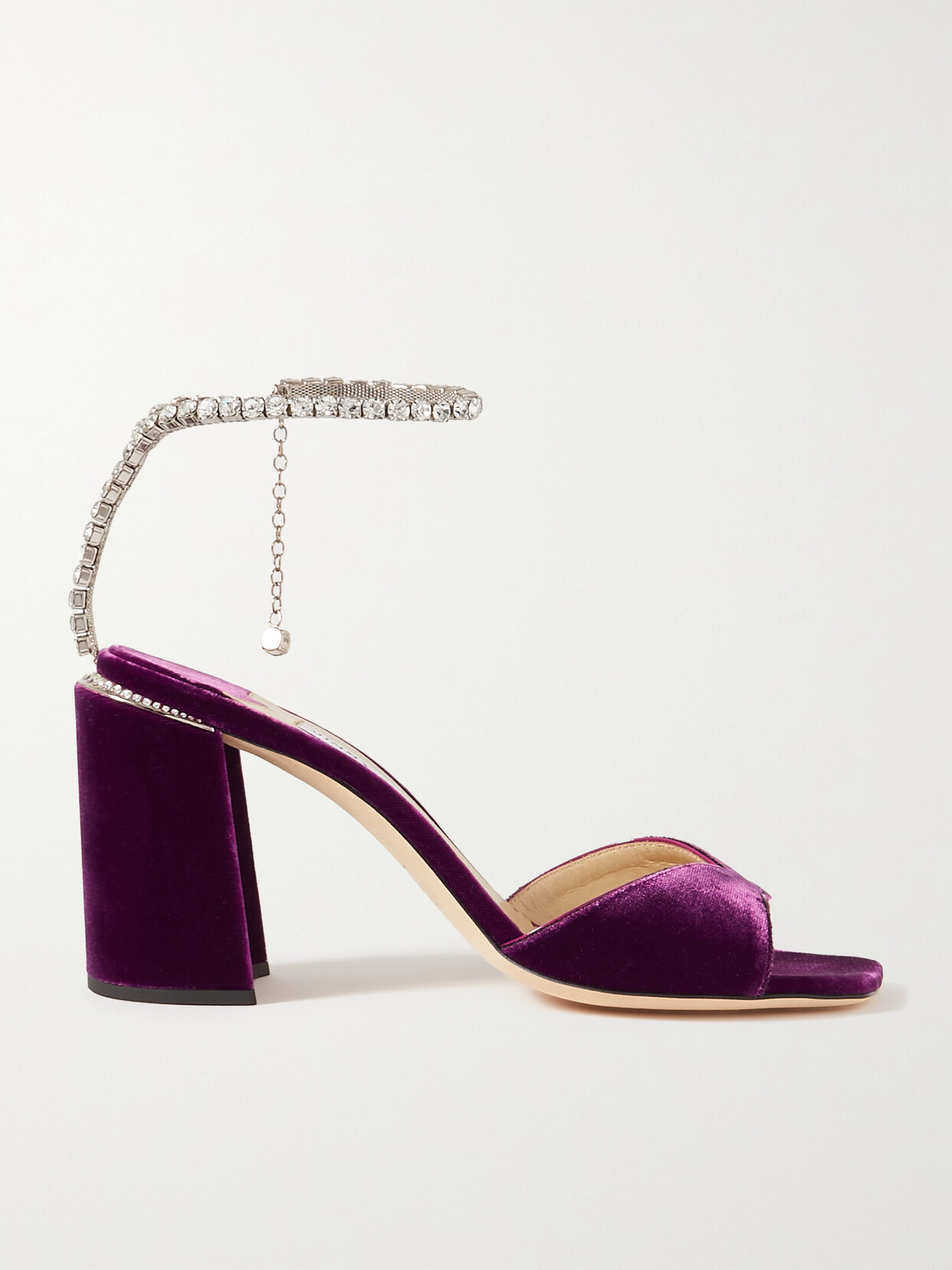 Jimmy Choo - Saeda 85 Crystal-embellished Velvet Pumps - Purple