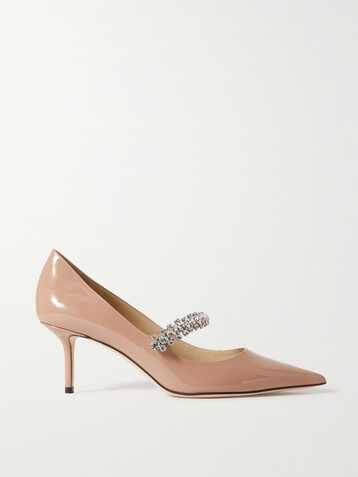 JIMMY CHOO Bing 65 crystal-embellished patent-leather pumps