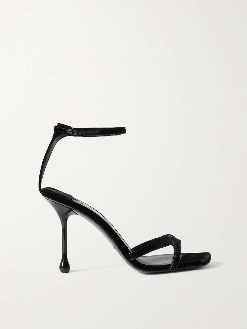 Jimmy Choo Ixia 95 Logo-embellished Velvet Sandals
