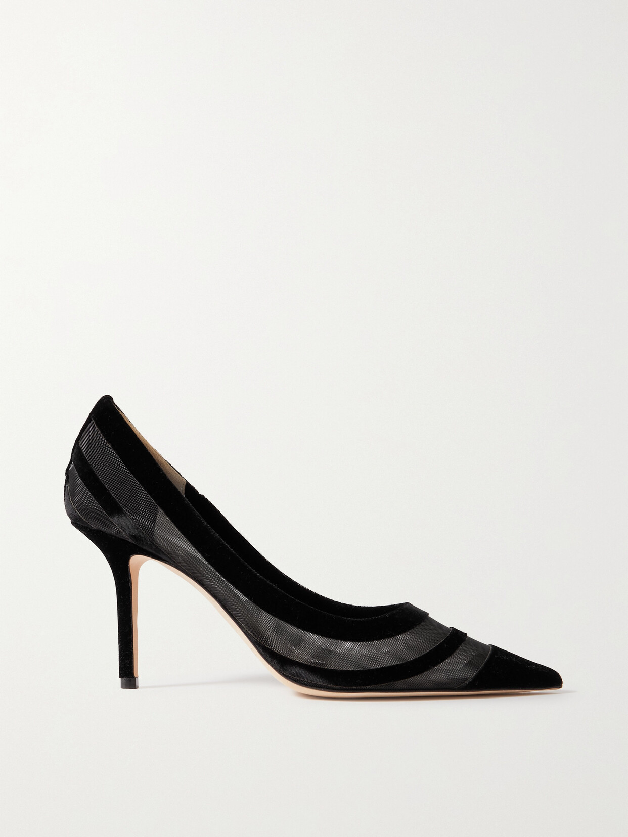 Shop Jimmy Choo Love 85 Flocked Mesh Pumps In Black