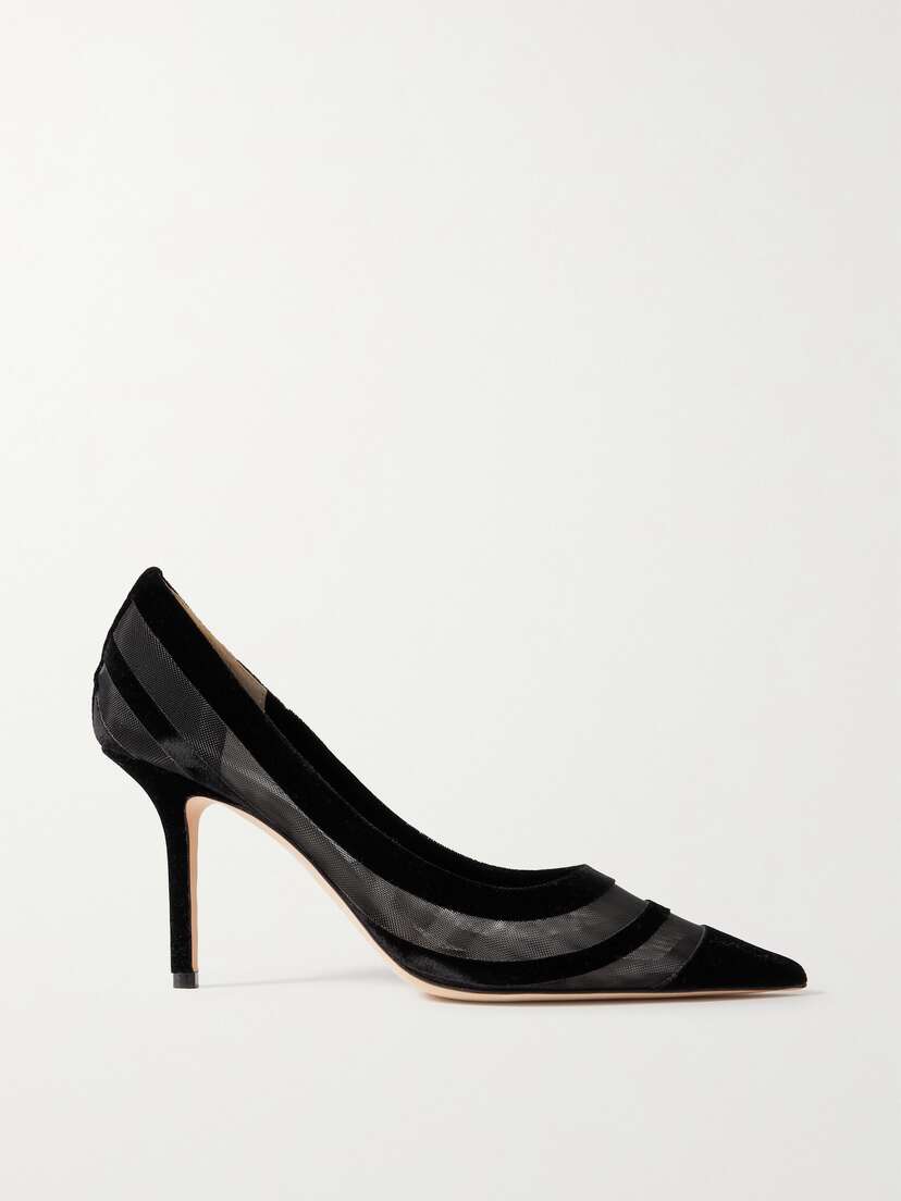 Jimmy Choo Love 85 Flocked Mesh Pumps