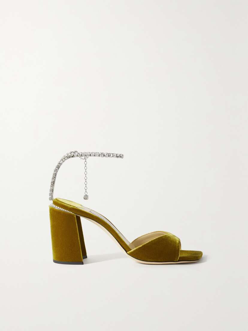 Jimmy Choo Saeda 85 Crystal-embellished Velvet Sandals