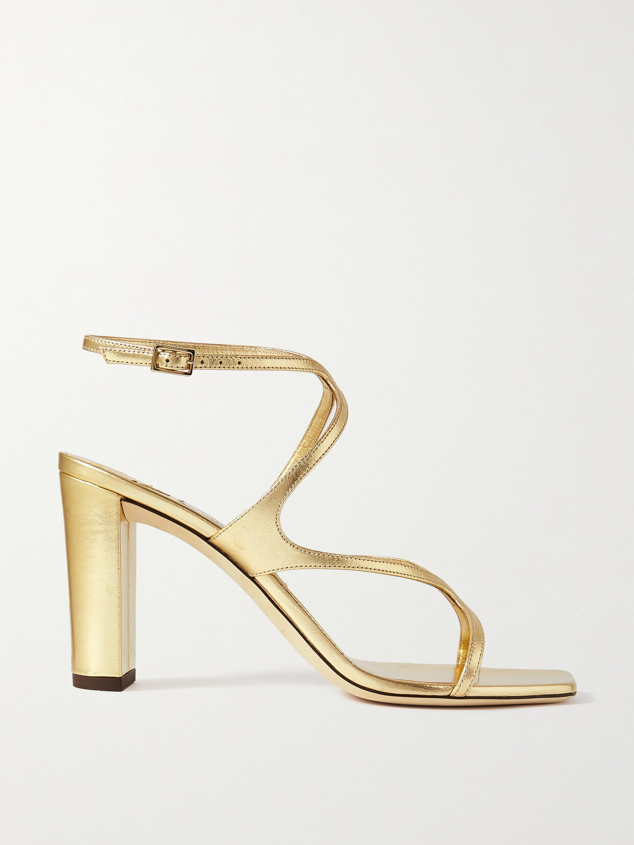 Jimmy Choo Azie 85 Metallic Leather Sandals In Gold