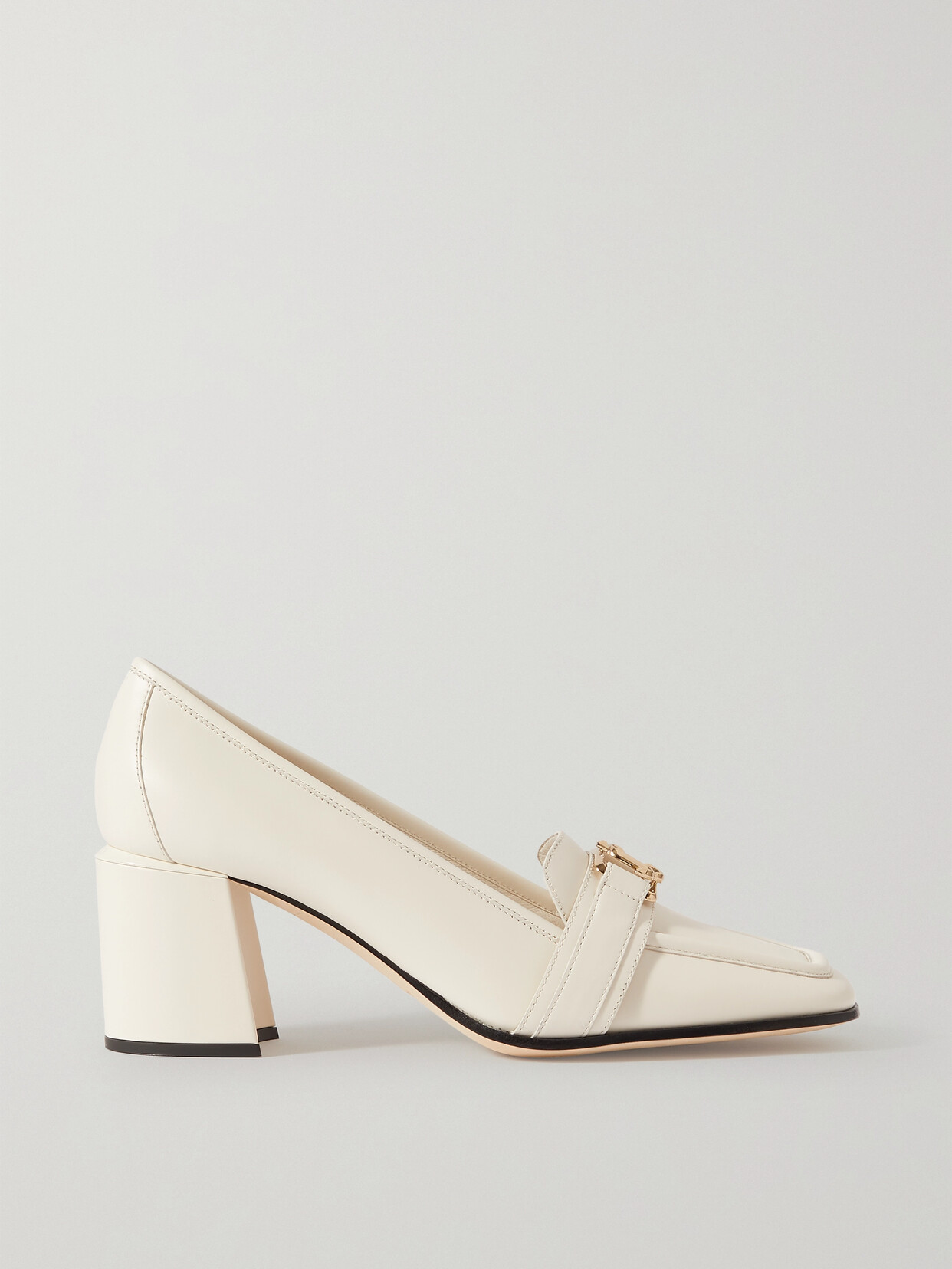 Jimmy Choo - Evin 65 Logo-embellished Leather Pumps - Off-white