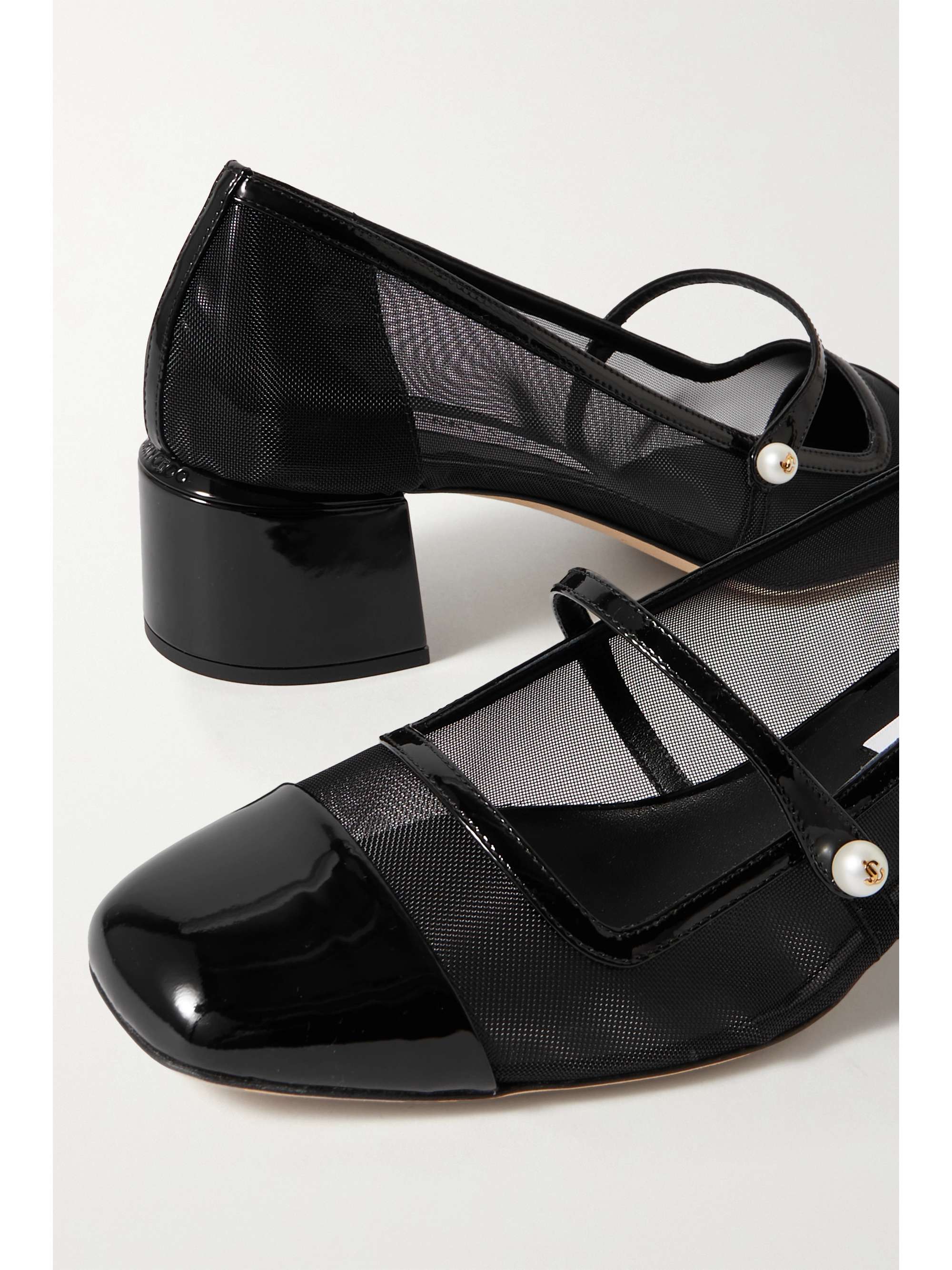 JIMMY CHOO Elisa 45 mesh and patent-leather Mary Jane pumps