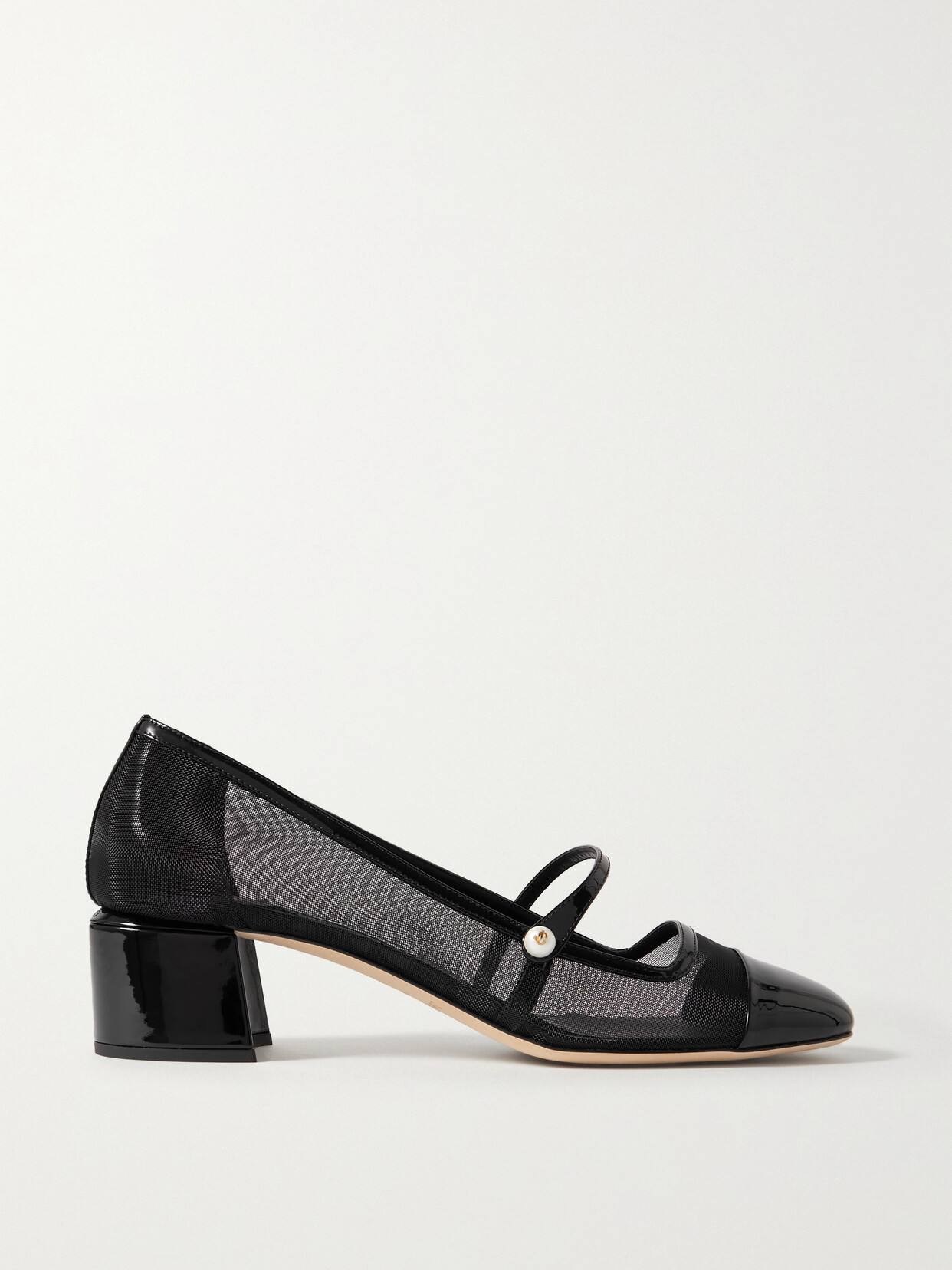 Jimmy Choo - Elisa 45 Mesh And Patent-leather Mary Jane Pumps - Black