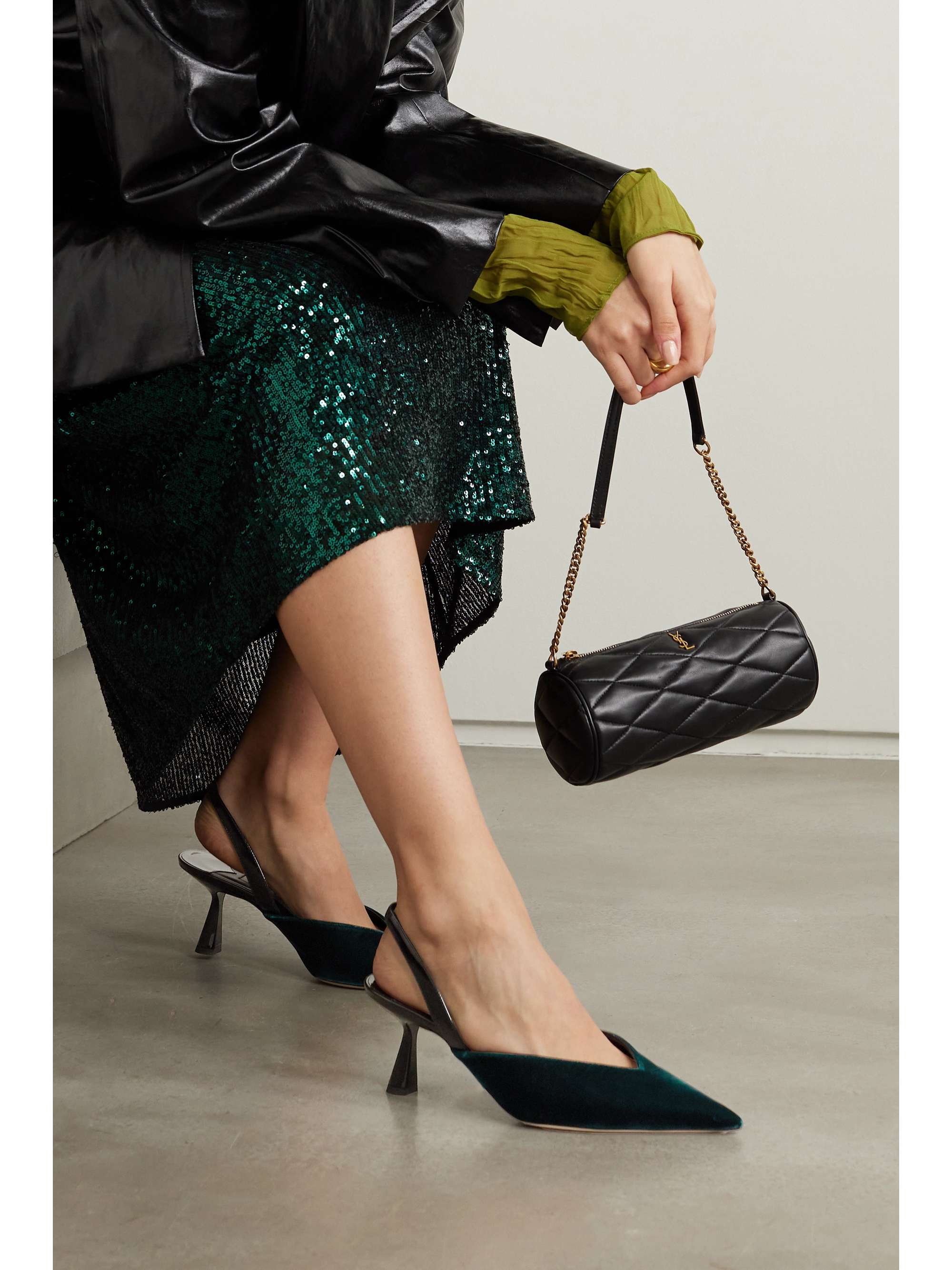 JIMMY CHOO Maryanne 65 velvet and patent-leather slingback point