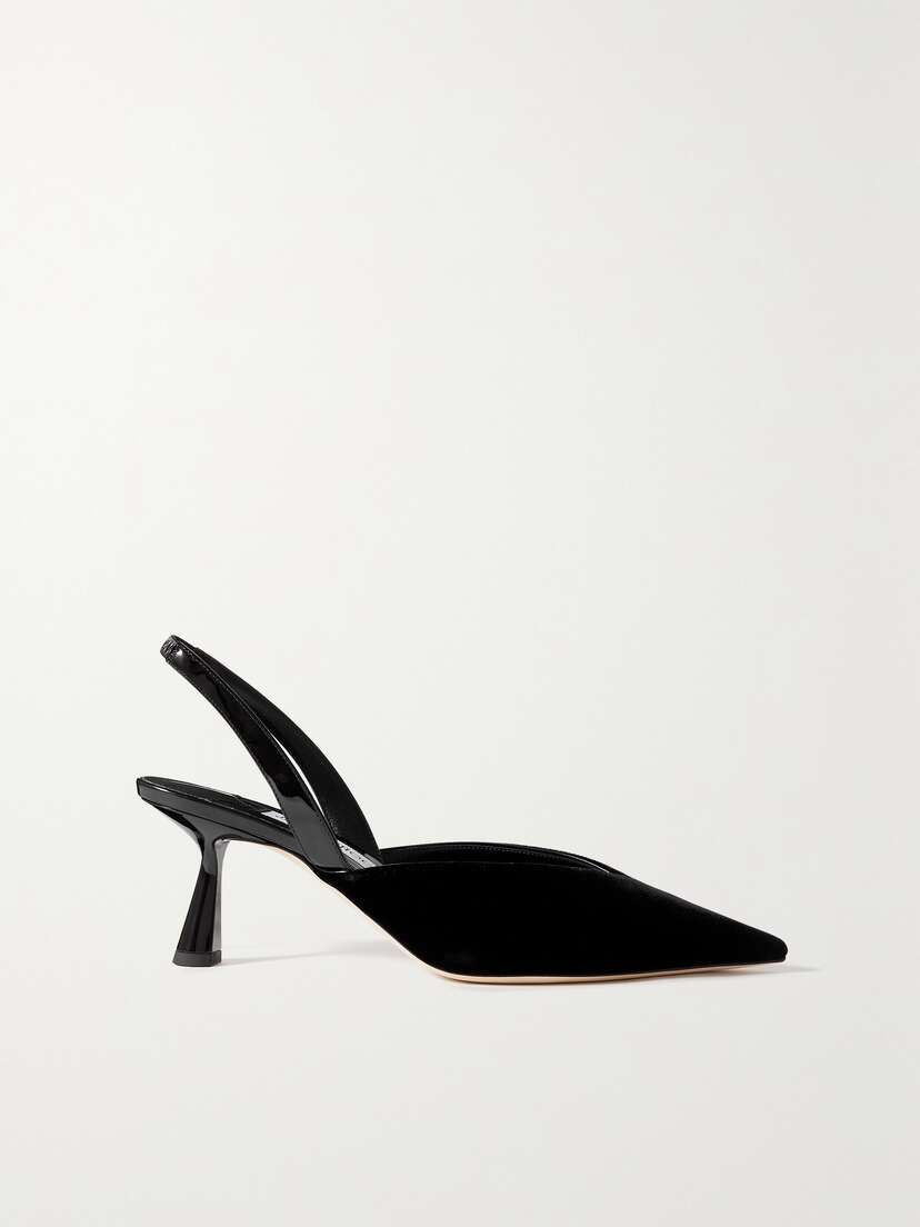 Jimmy Choo Maryanne 65 Velvet And Patent-leather Slingback Pumps