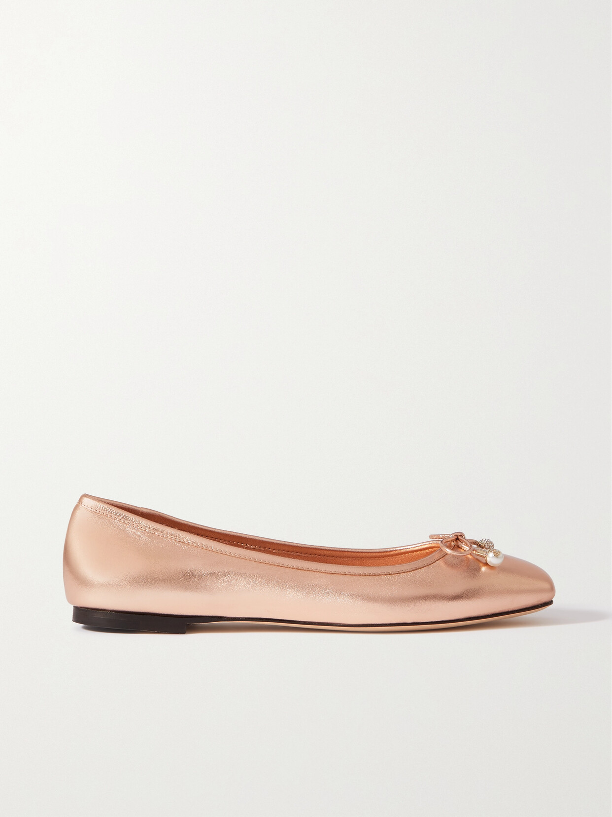 Jimmy Choo - Elme Embellished Metallic Leather Ballet Flats - Gold