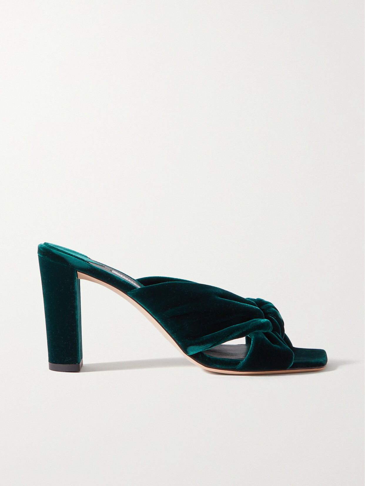 Shop Jimmy Choo Avenue 85 Knotted Velvet Mules In Green