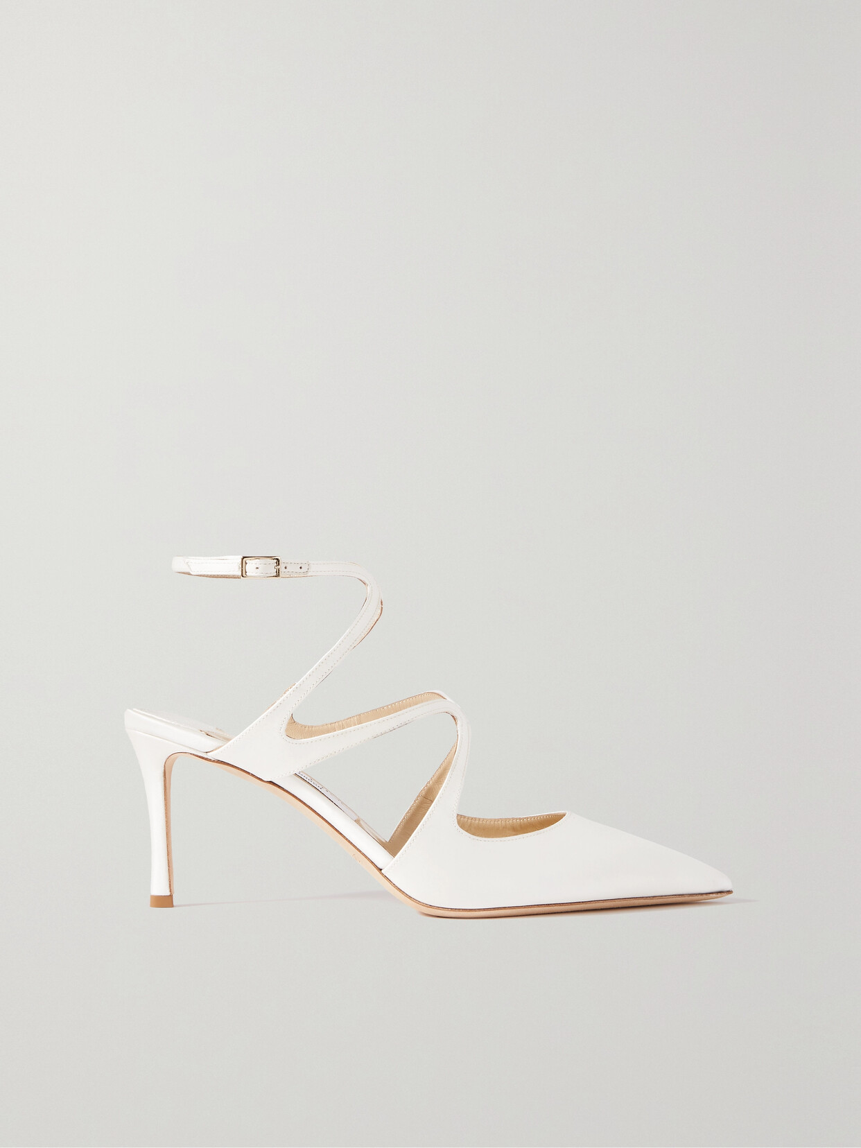 Jimmy Choo - Azia 75 Satin Point-toe Pumps - White