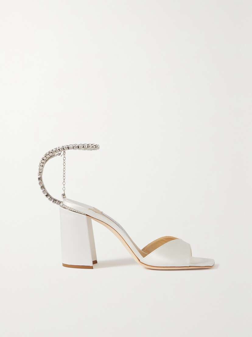 Jimmy Choo Saeda 85 Crystal-embellished Satin Sandals