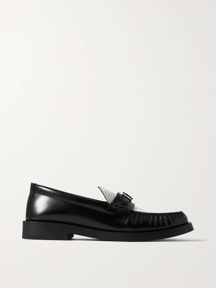 Jimmy Choo Addie Embellished Two-tone Leather Loafers
