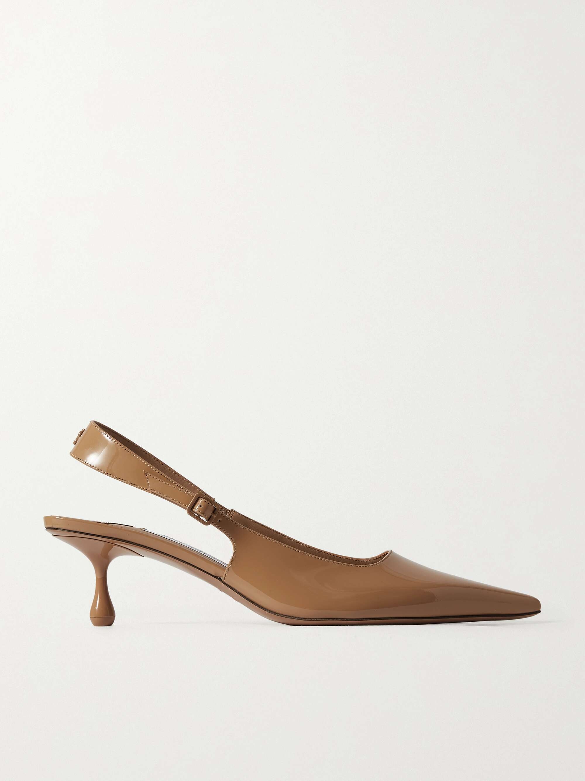 JIMMY CHOO Amel 50 logo-embellished patent-leather slingback pumps 
