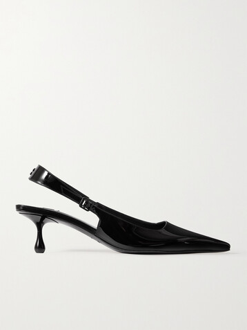 JIMMY CHOO Amel 50 logo-embellished patent-leather slingback pumps