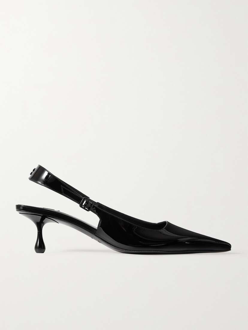 Jimmy Choo Amel 50 Logo-embellished Patent-leather Slingback Pumps