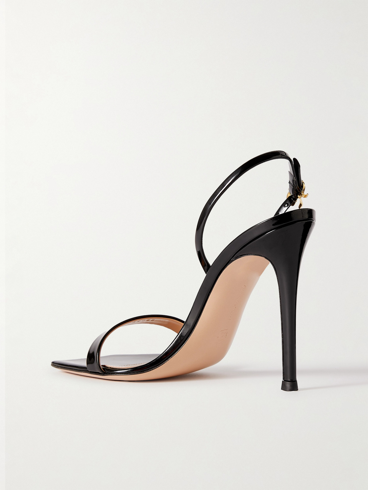 Gianvito Rossi Black Patent Ribbon Stiletto 105 Heeled Sandals In Black