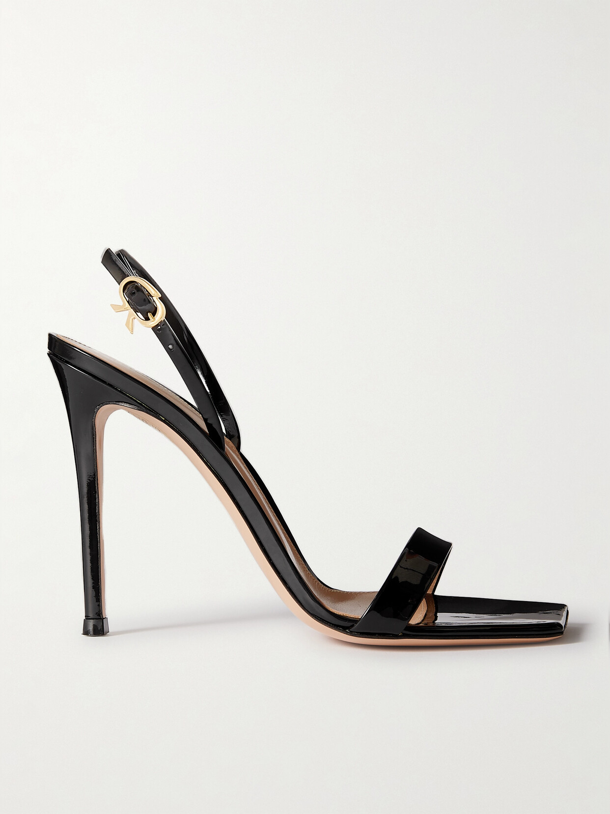 Gianvito Rossi - Ribbon 105 Patent-leather Slingback Sandals - Black