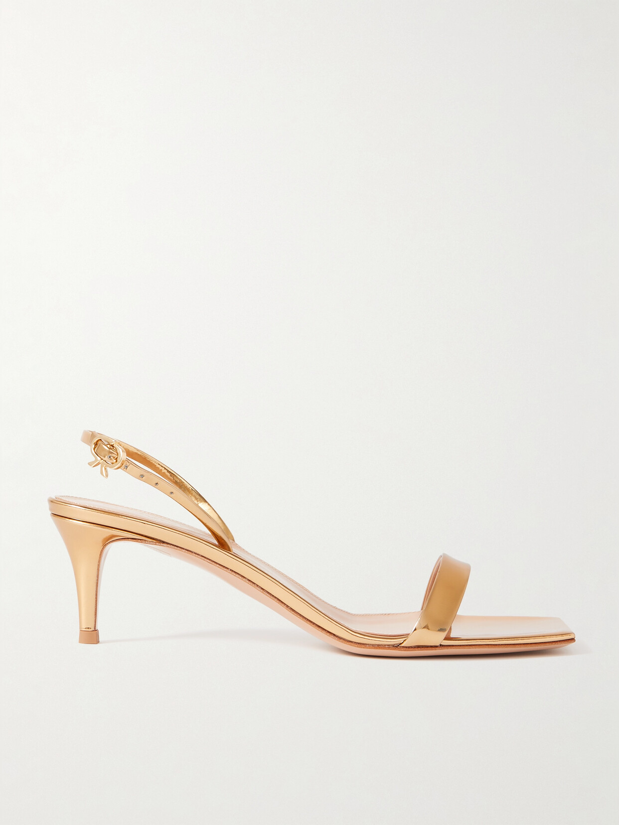 Gianvito Rossi Ribbon 55 Patent-leather Slingback Sandals In Gold