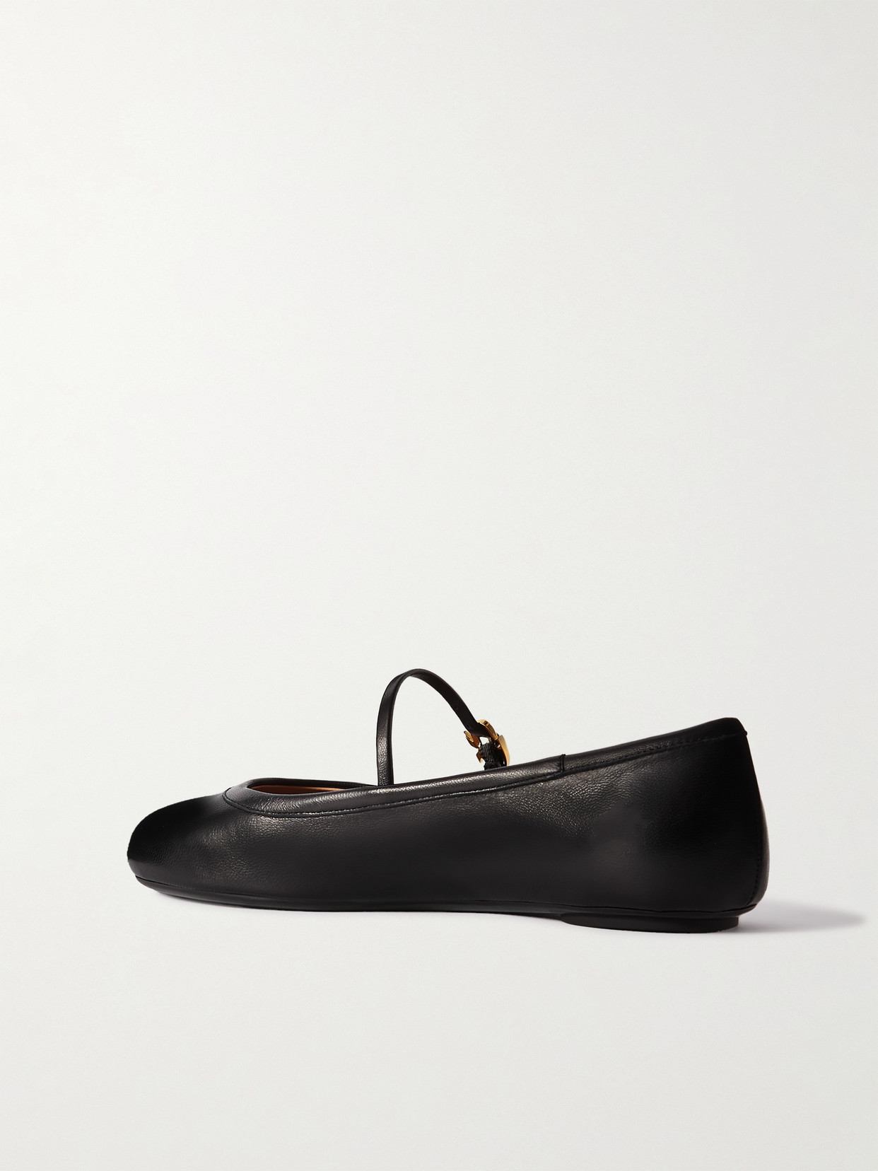 Shop Gianvito Rossi Carla Leather Mary Jane Ballet Flats In Black