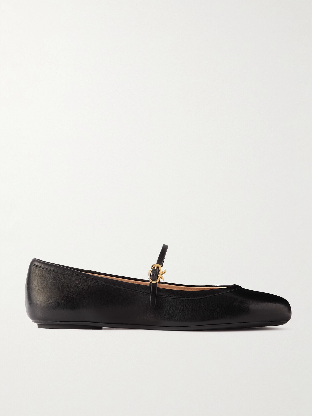 Shop Gianvito Rossi Carla Leather Mary Jane Ballet Flats In Black