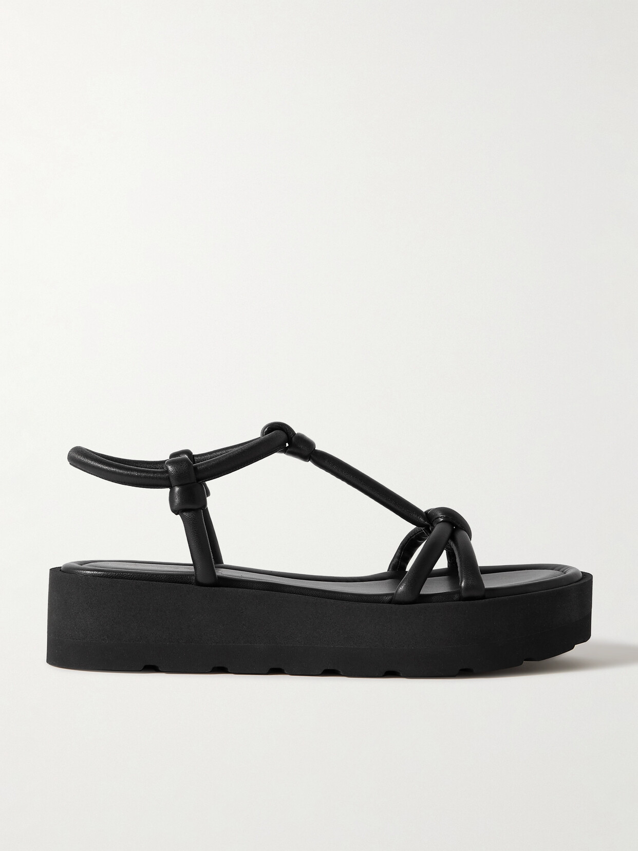 Shop Gianvito Rossi Marine 30 Knotted Stretch-leather Platform Sandals In Black