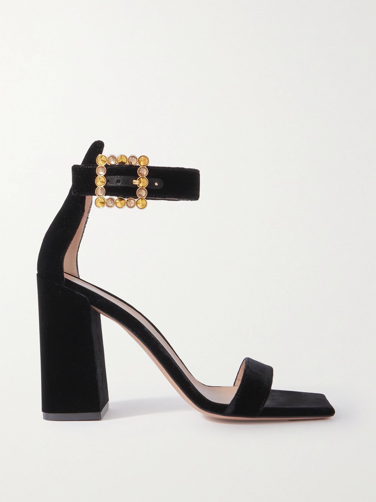 Gianvito Rossi - Velluto 95 Crystal-embellished Velvet Sandals - Black