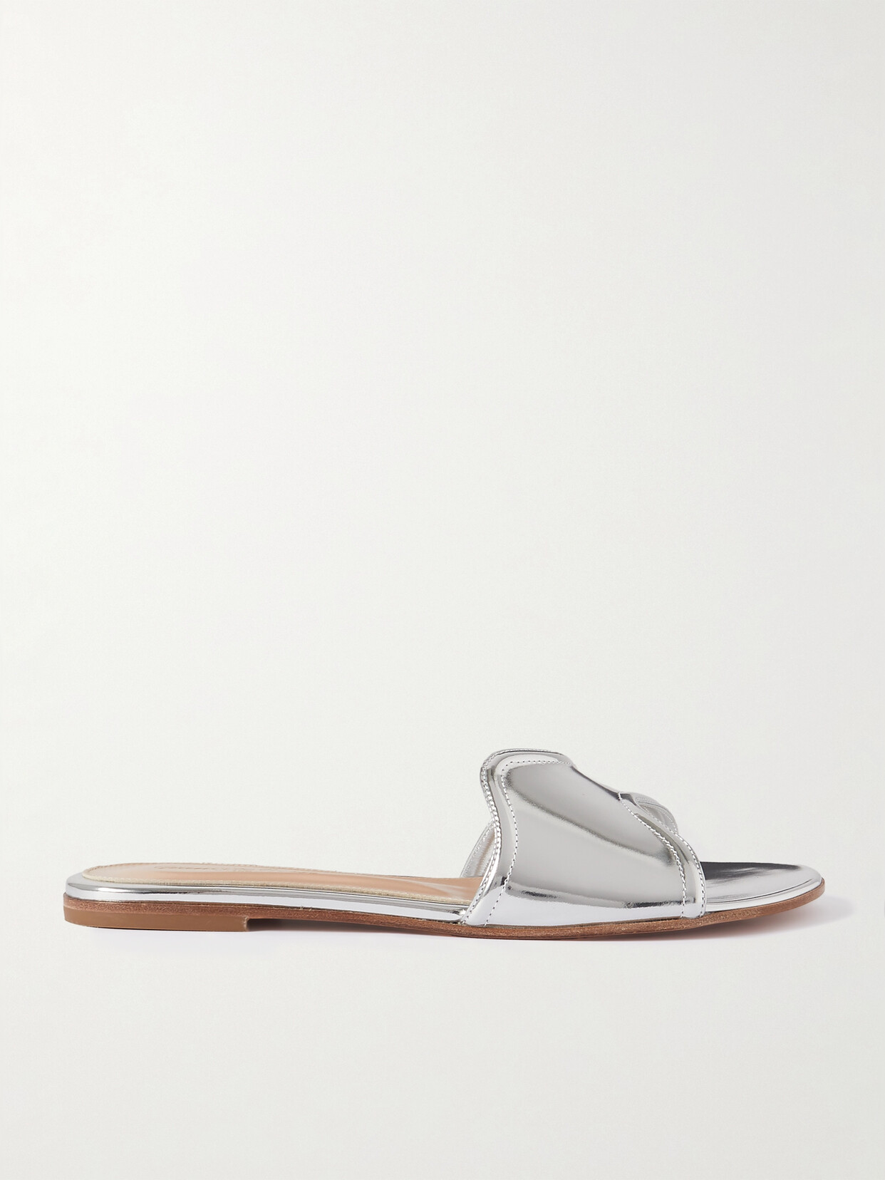 Gianvito Rossi Mirrored-leather Slides In Silver