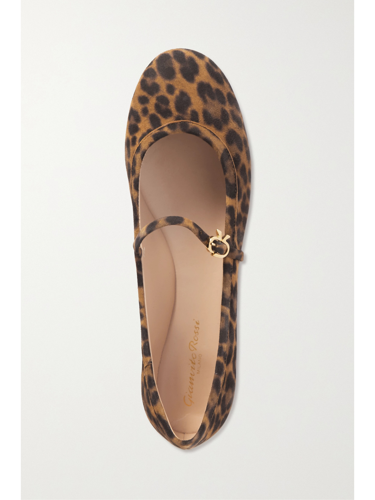 Shop Gianvito Rossi Carla Leopard-print Suede Mary Jane Ballet Flats In Animal Print