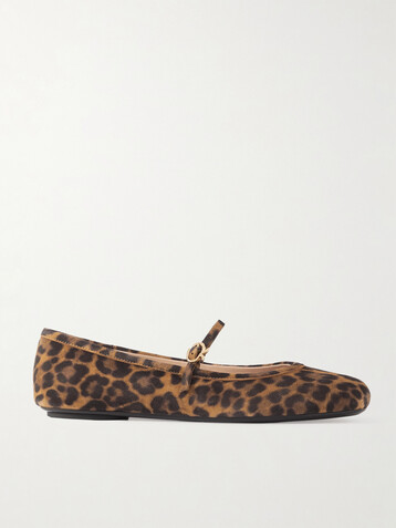 GIANVITO ROSSI Carla leopard-print suede Mary Jane ballet flats